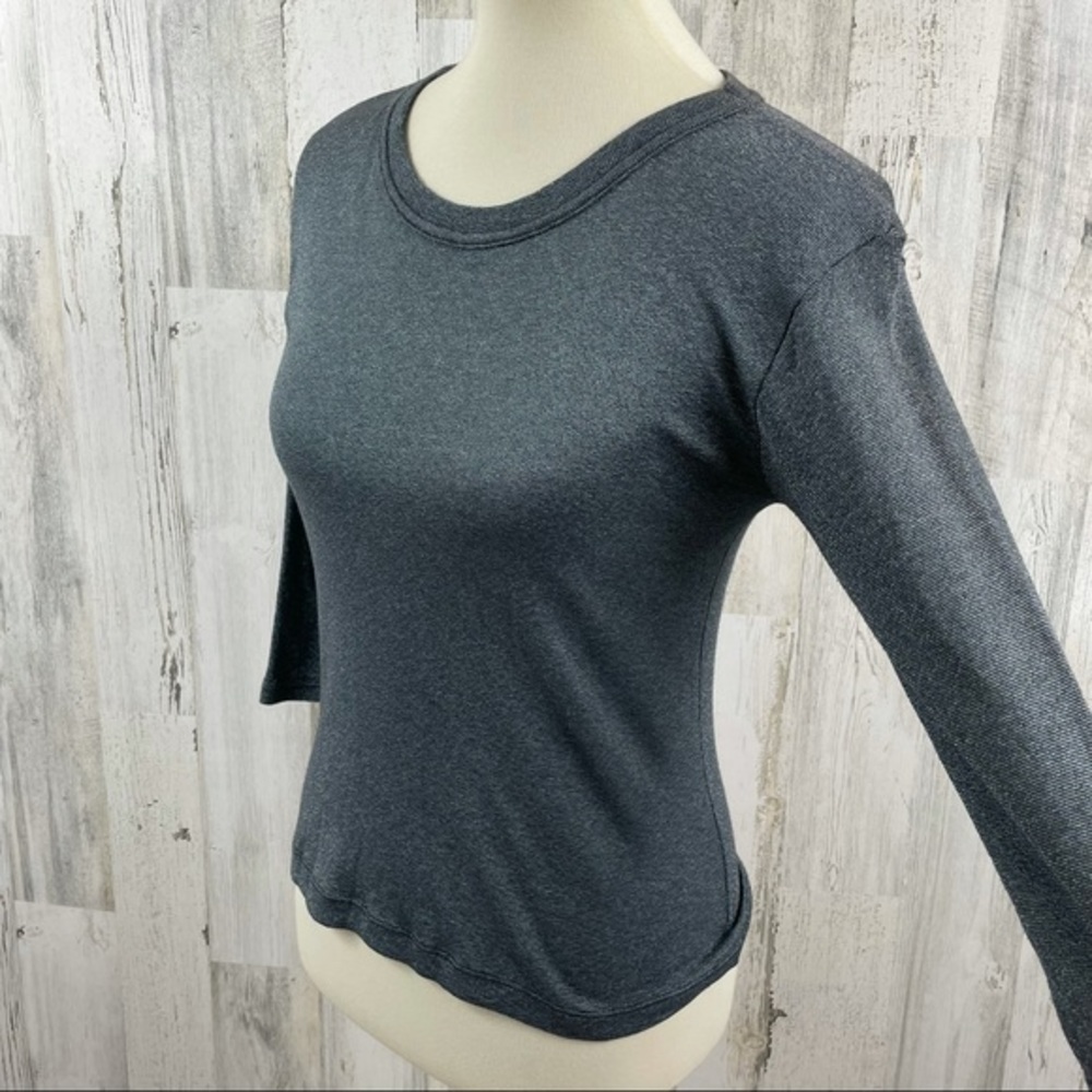 Michael Stars Women's Gray Silver The Original Tee Scoop Neck Long Sleeve‎ Top